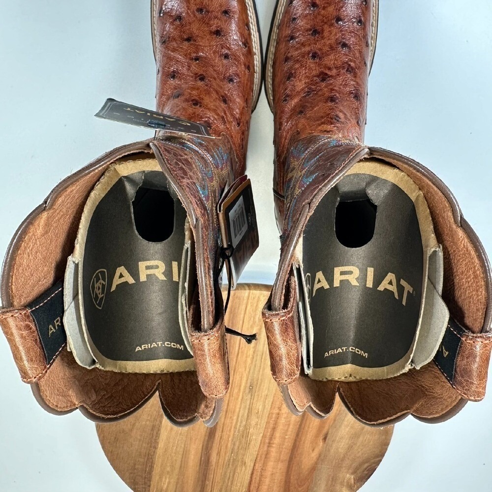 Ariat Tombstone Ostrich Print Western Cowboy Boots Premium Leather 5.5B NEW - Picture 5 of 13